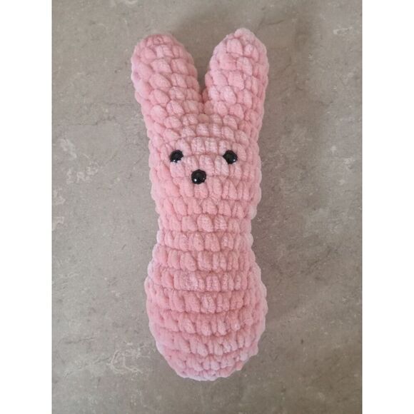 Handmade Pink Soft Plush Crochet Amigurumi Peep Bunny Stuffed Animal For Ages 4+ - Picture 7 of 7